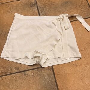 Naked Zebra Cream Women's Skorts with Tie Detail